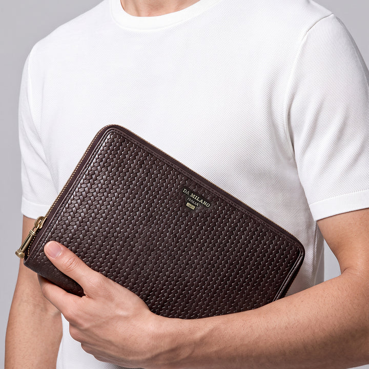Mat-Emboss Men's Pouch - Brown