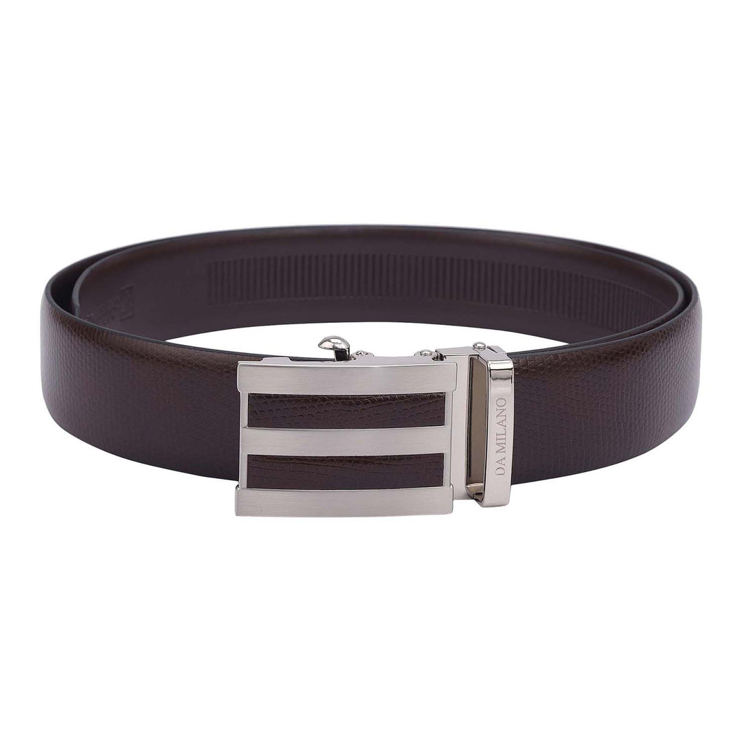 Formal Embossed Leather Mens Belt-Brown