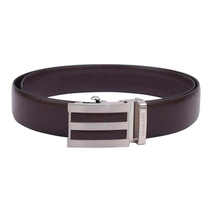 Formal Embossed Leather Mens Belt-Brown