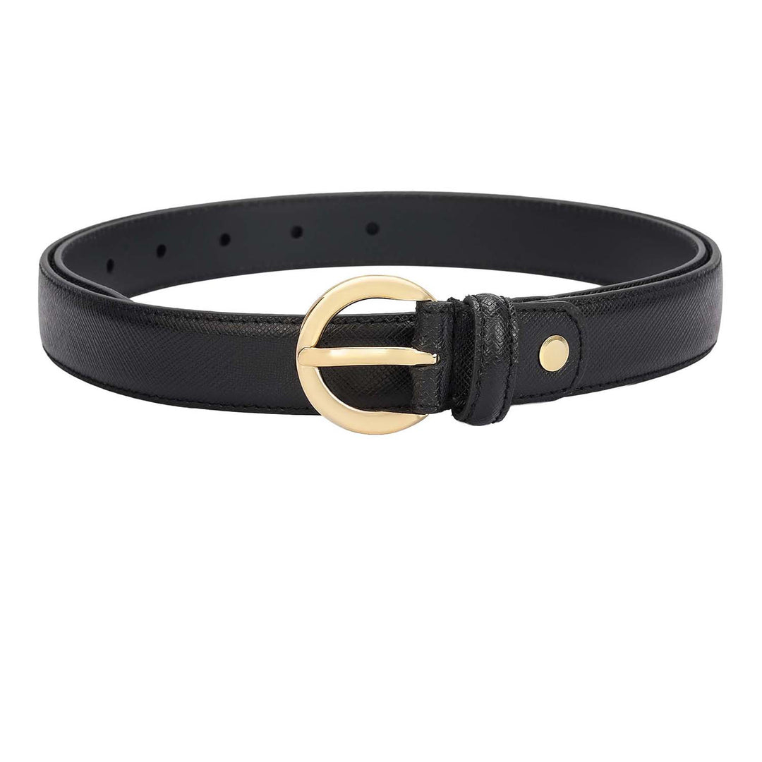 Formal Saffiano Leather Ladies Belt - Black