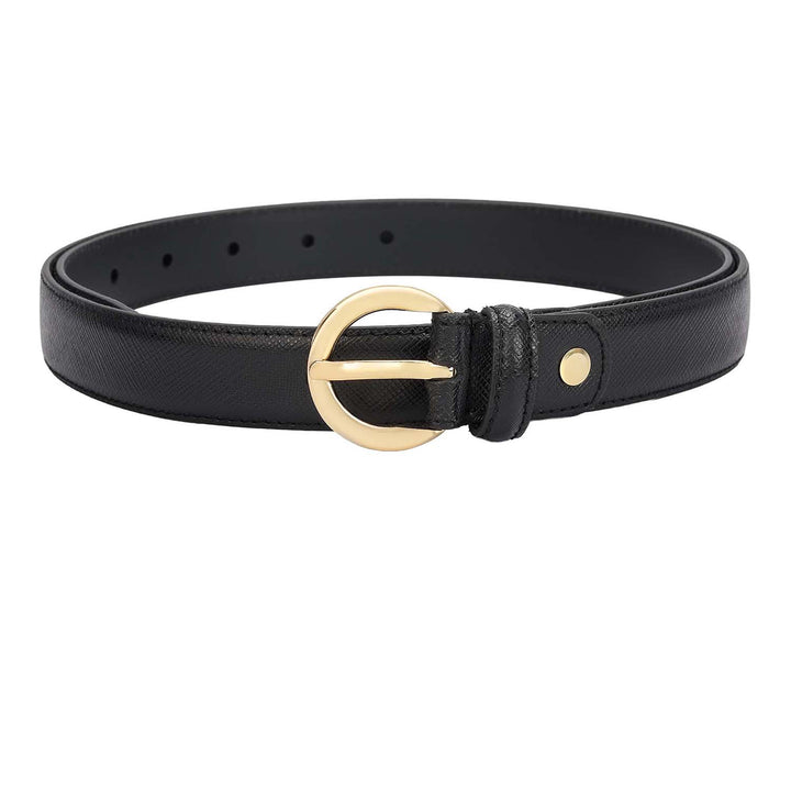 Formal Saffiano Leather Ladies Belt - Black