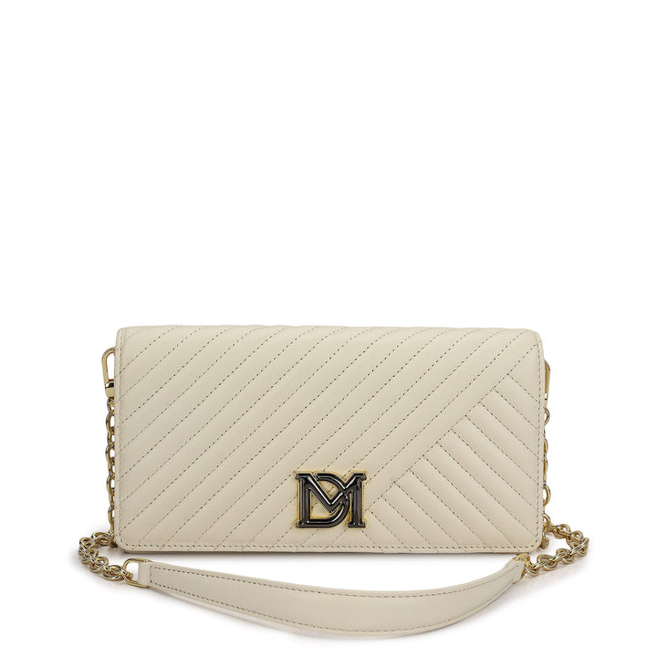 Quilting Plain Leather Ladies Sling Wallet - Marshmallow