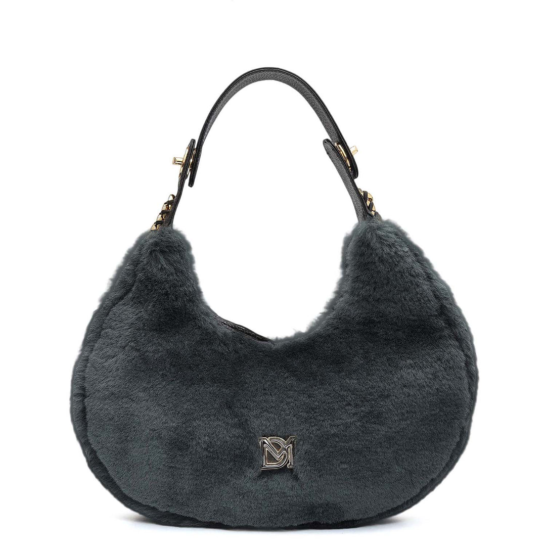 Medium Fur Leather Hobo - Green