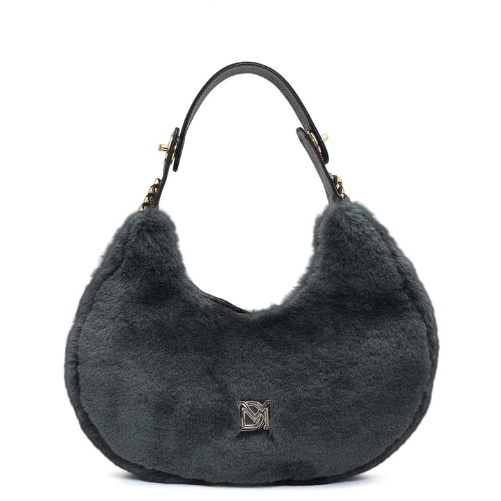 Medium Fur Leather Hobo - Green