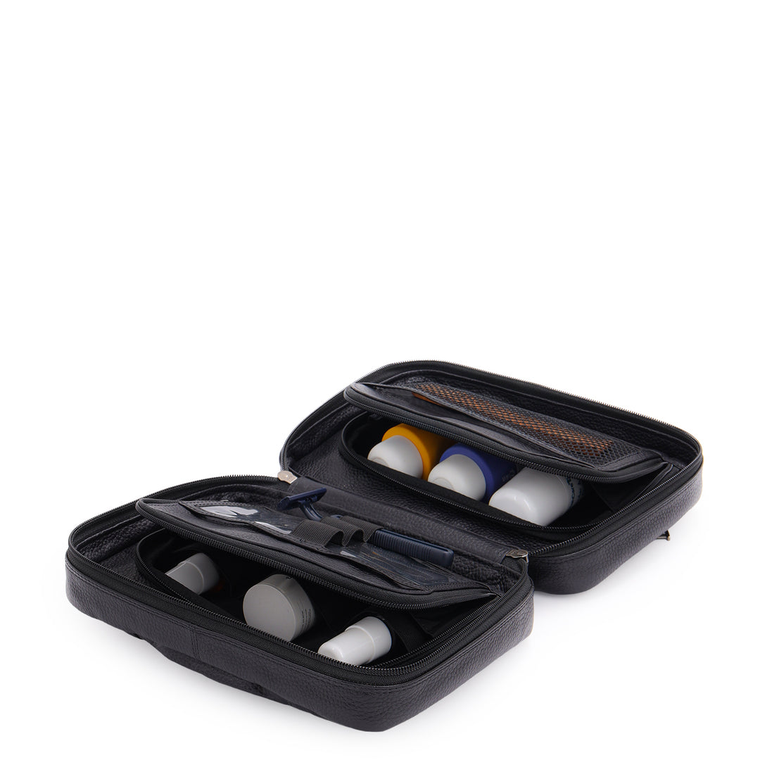 Pebble Leather Toiletry Pouch - Black