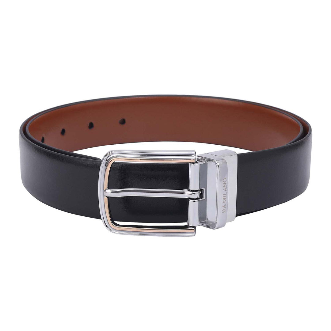 Formal Plain Leather Mens Belt-Black & Cognac