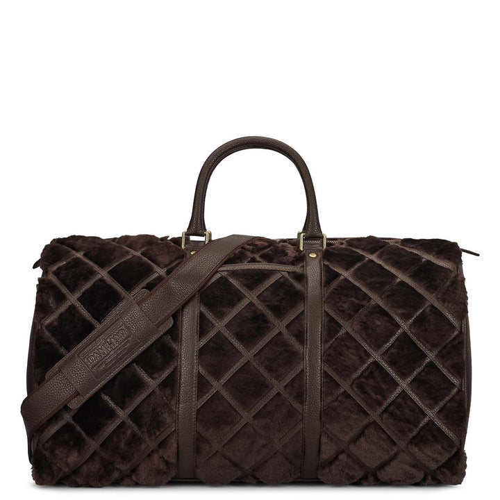 Fur Wax Leather Luggage - Brown