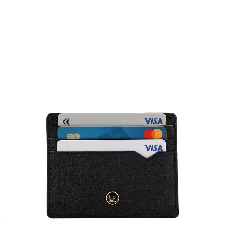 7 Slots Leather Card Case - Black