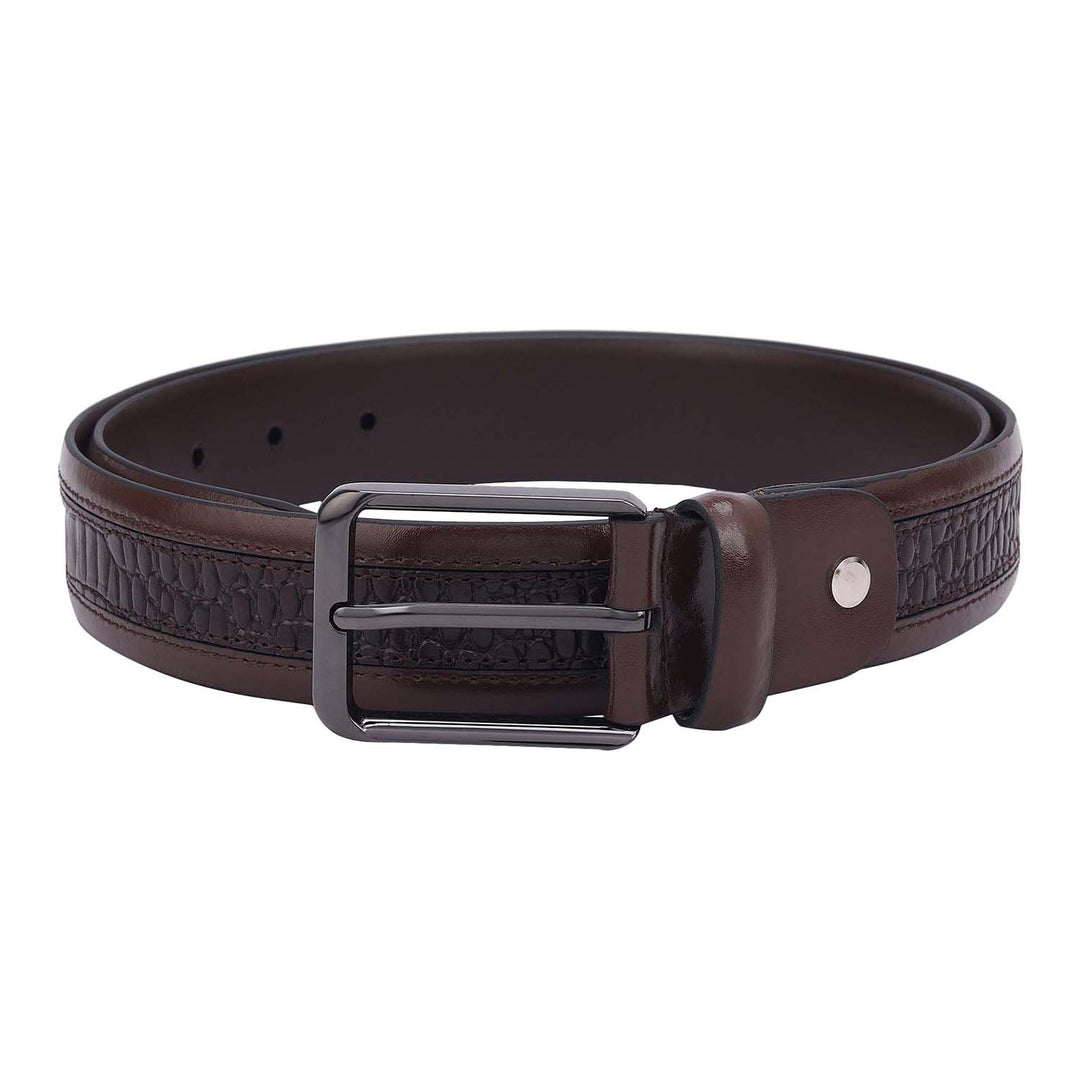 Casuals Croco Plain Leather Mens Belt-Brown