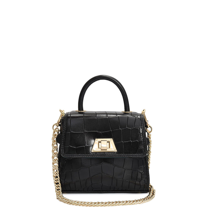 Micro Croco Leather Sling - Black