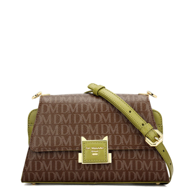 Small Monogram Plain Leather Sling - Walnut & Lime