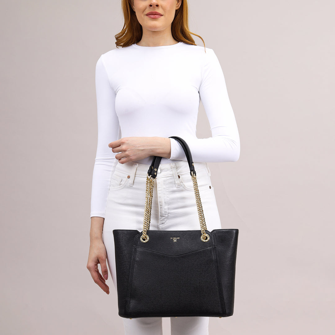 Medium Franzy Leather Shoulder Bag - Black