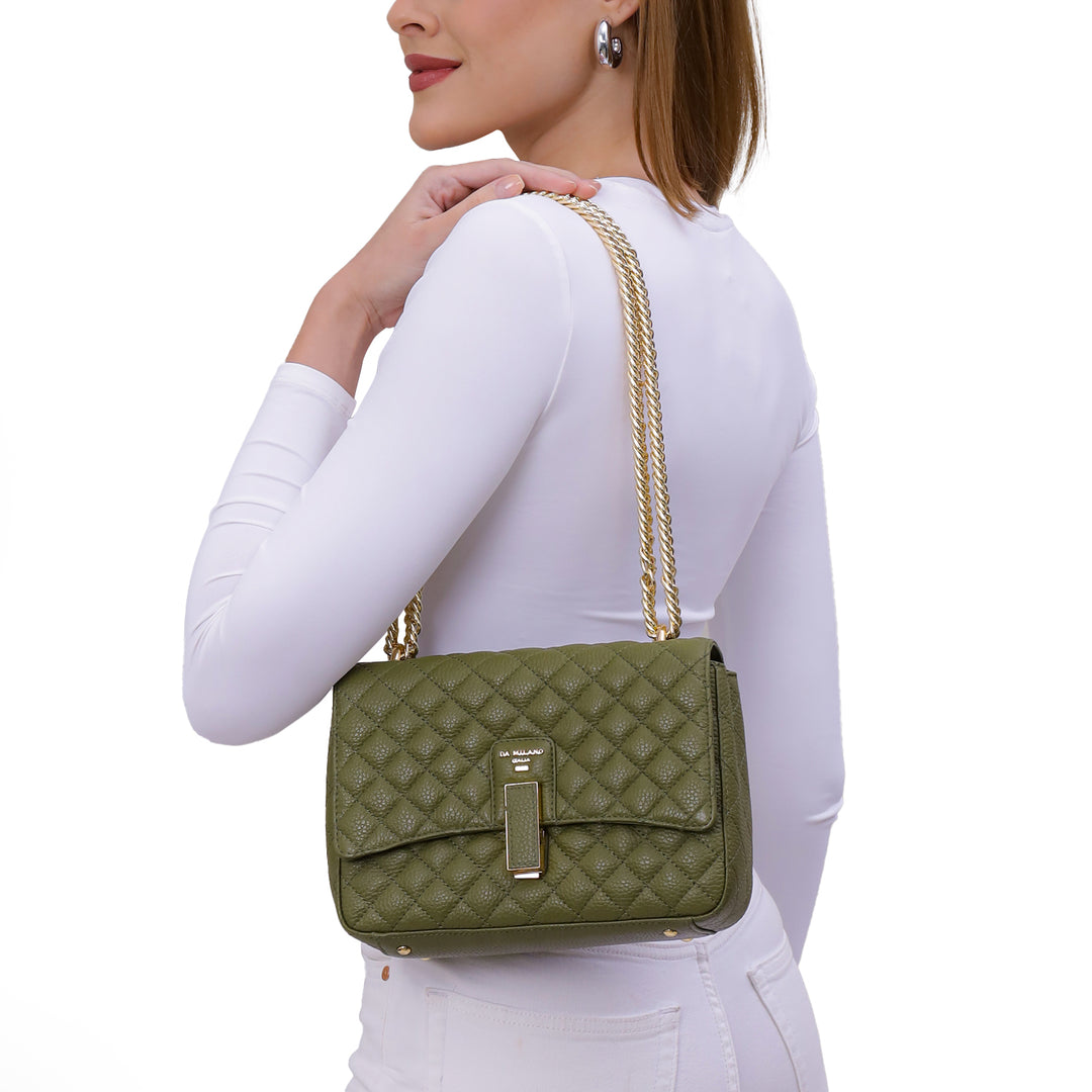 Medium Quilting Leather Shoulder Bag - Fern