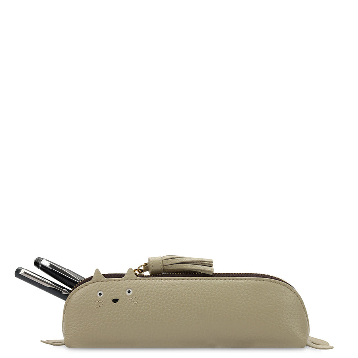 Pebble Leather Stationary Pouch - Khaki