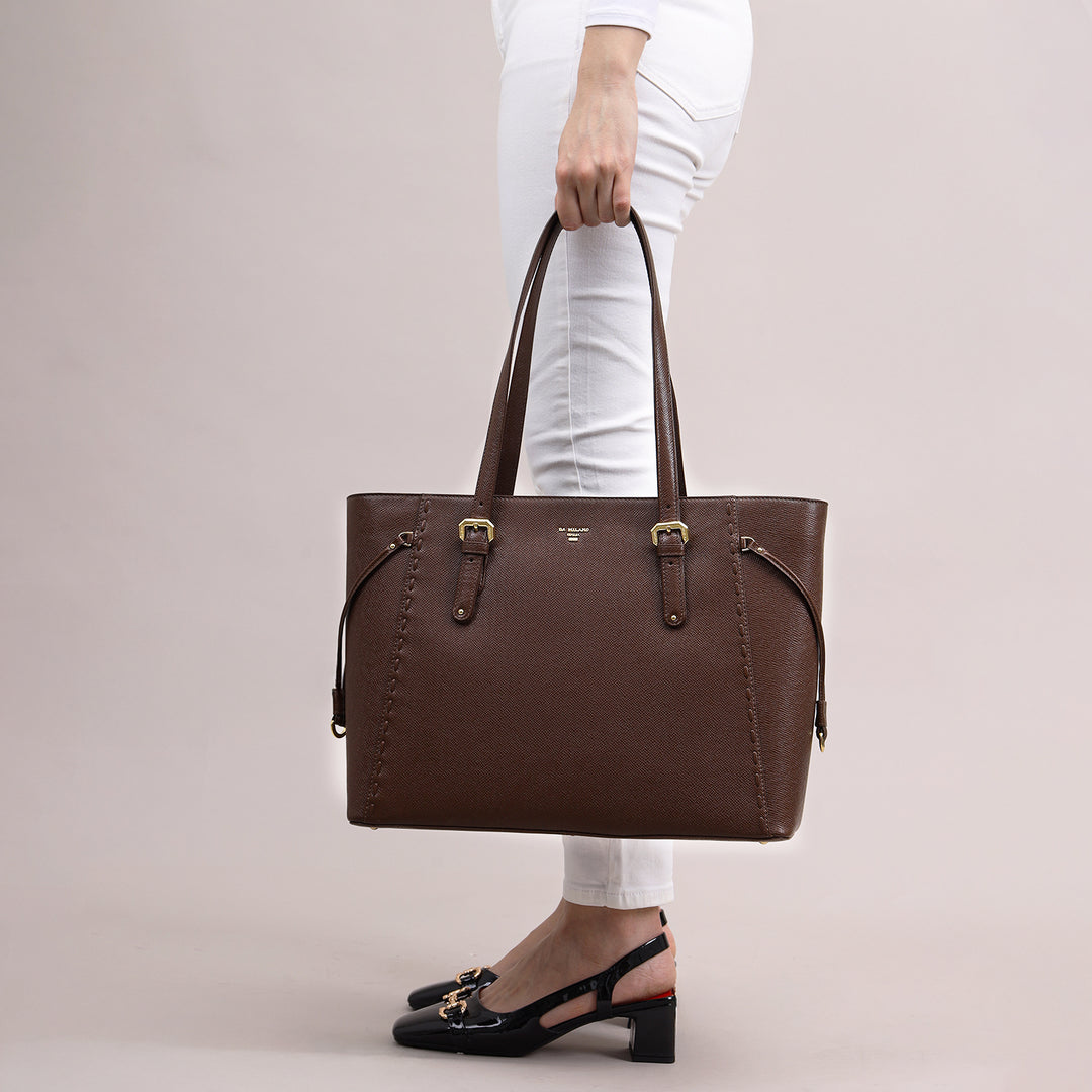 Large Franzy Leather Tote - Walnut