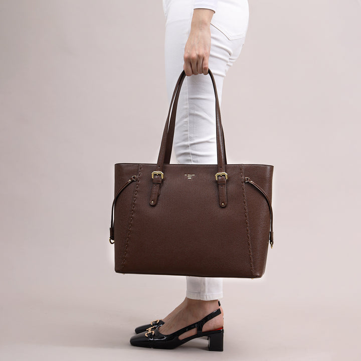 Large Franzy Leather Tote - Walnut