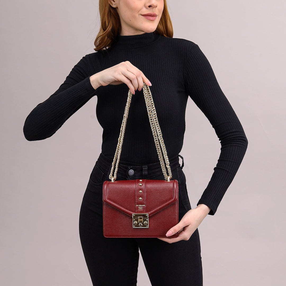 Small Franzy Leather Shoulder Bag - Cherry