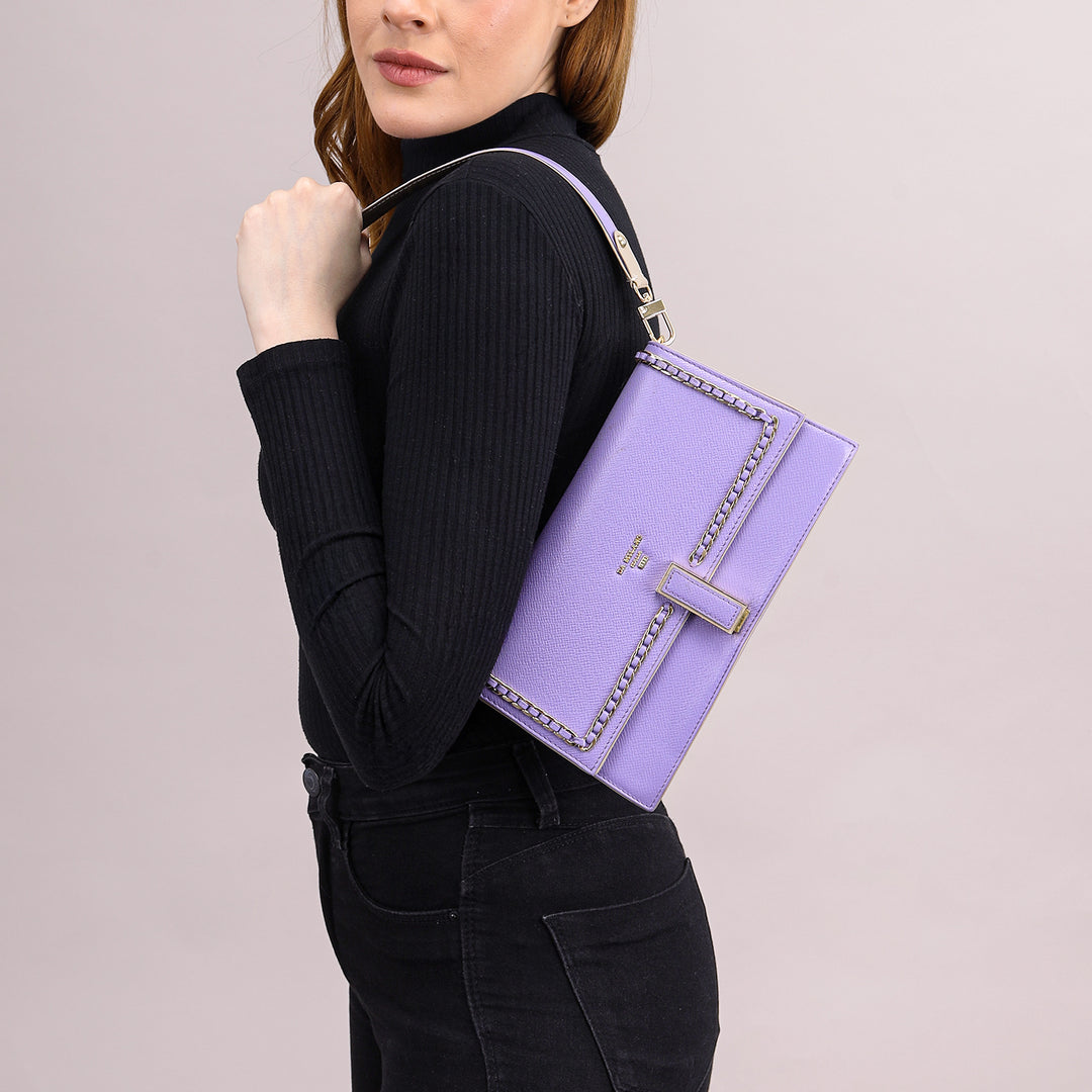 Small Franzy Leather Shoulder Bag - Purple Haze