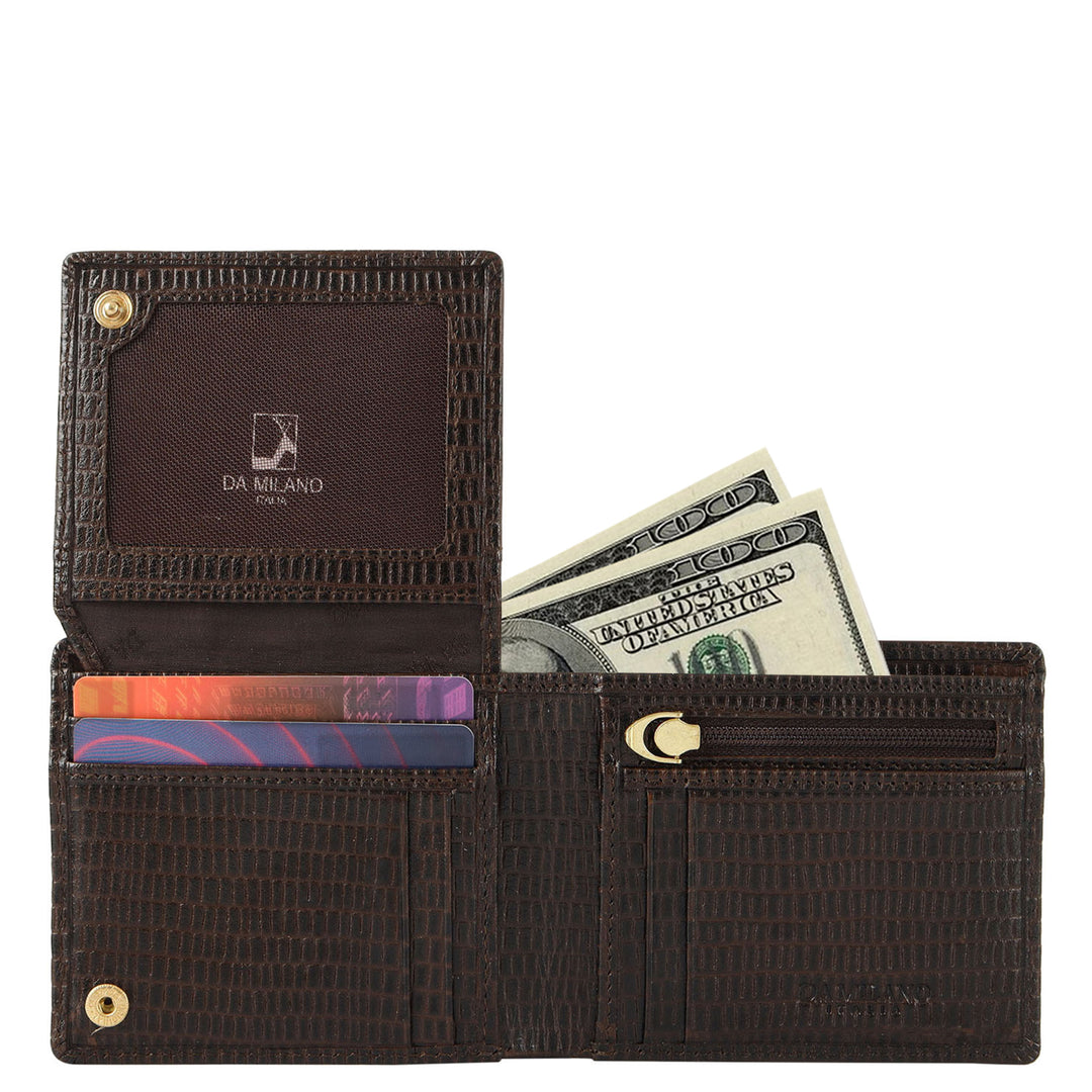 Embossed Bifold Men's Wallet - Brown