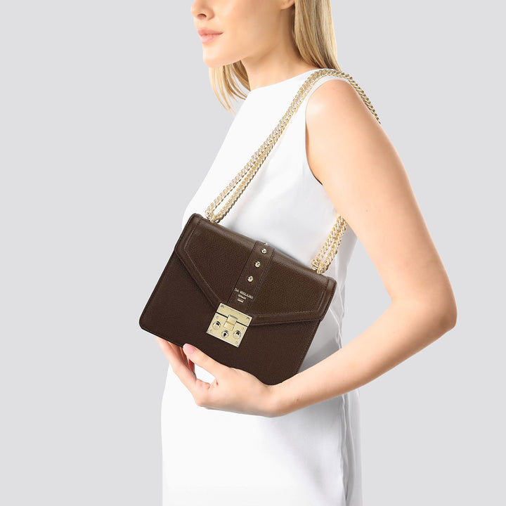 Small Franzy Leather Shoulder Bag - Walnut