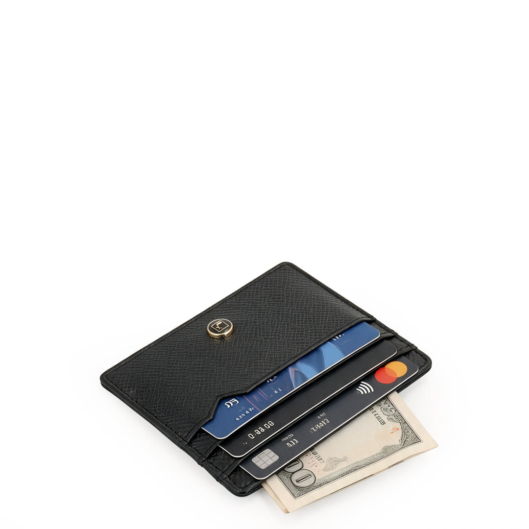 7 Slots Leather Card Case - Black