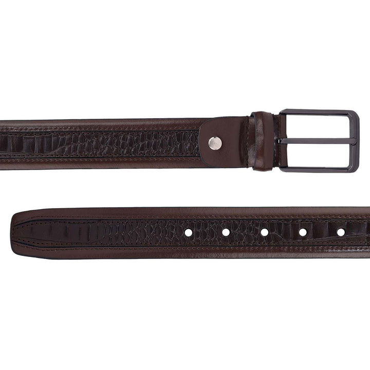 Casuals Croco Plain Leather Mens Belt-Brown