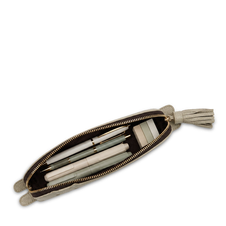 Pebble Leather Stationary Pouch - Khaki