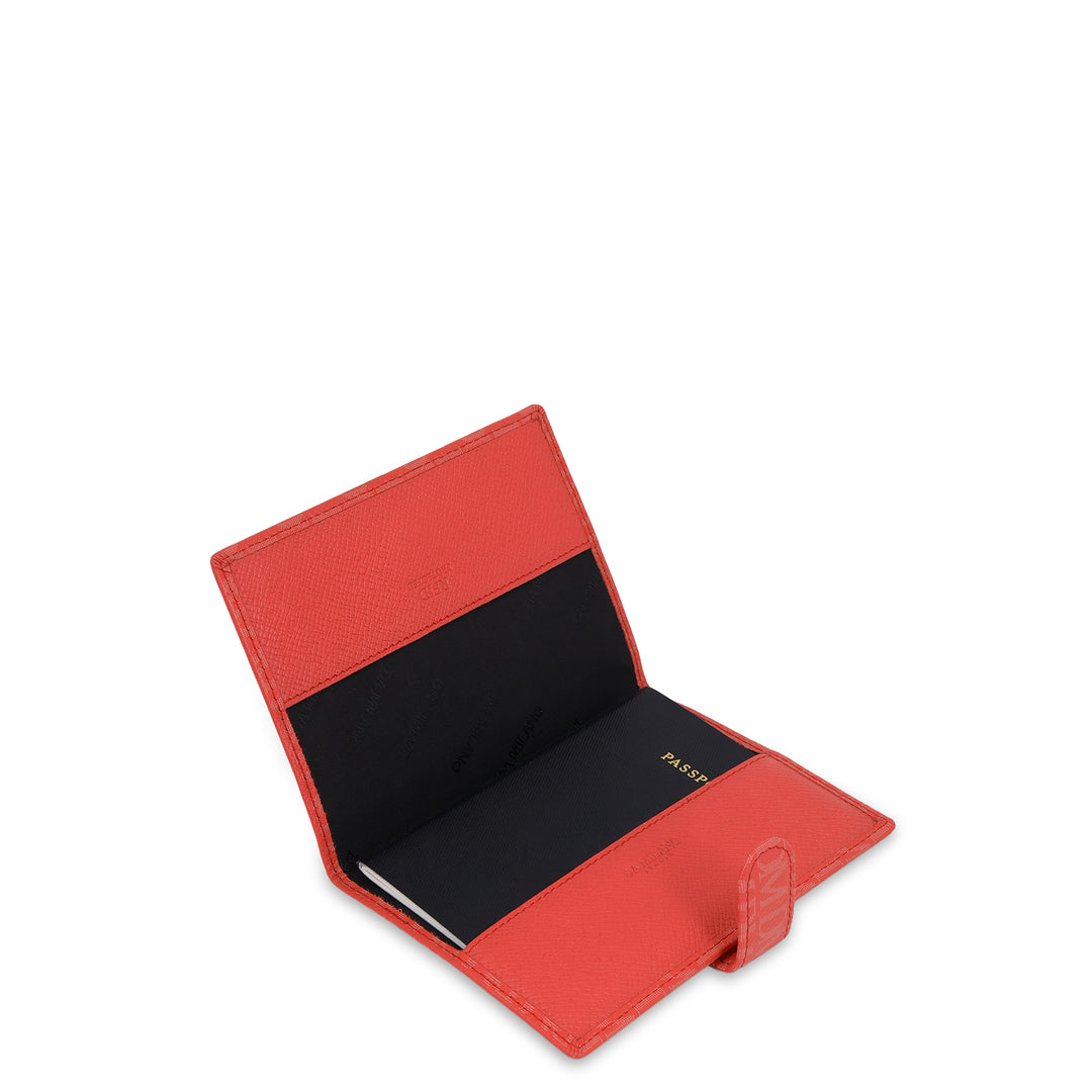 Monogram Leather Passport Case - Corallo