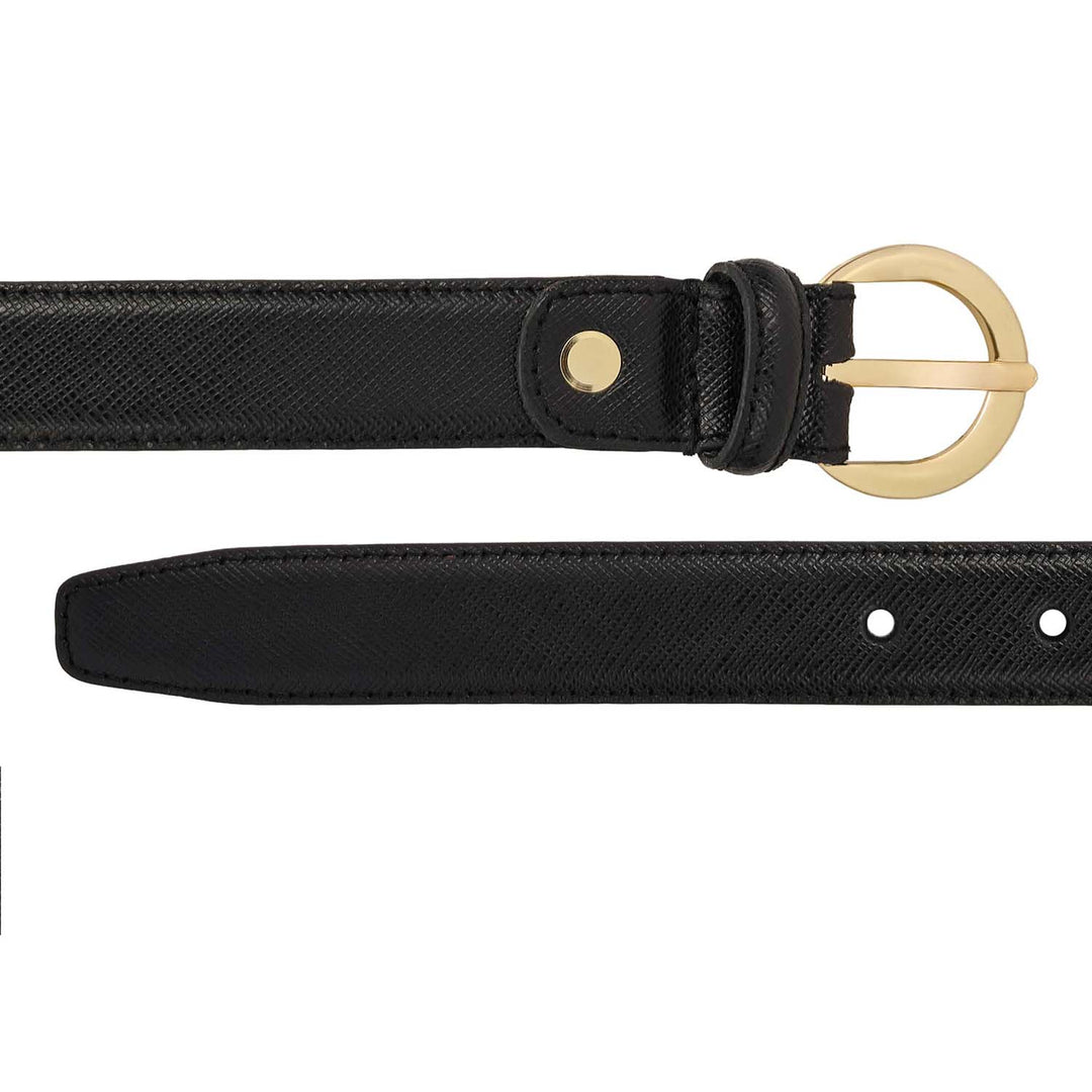 Formal Saffiano Leather Ladies Belt - Black