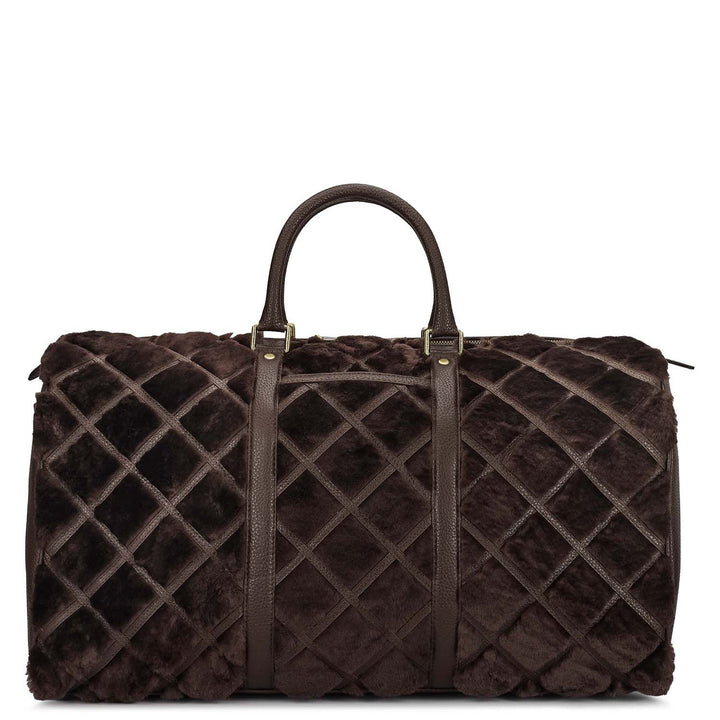 Fur Wax Leather Luggage - Brown