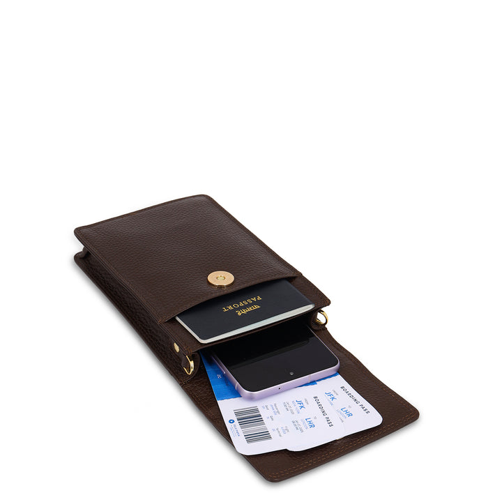 Pebble Leather Passport Case - Chocolate