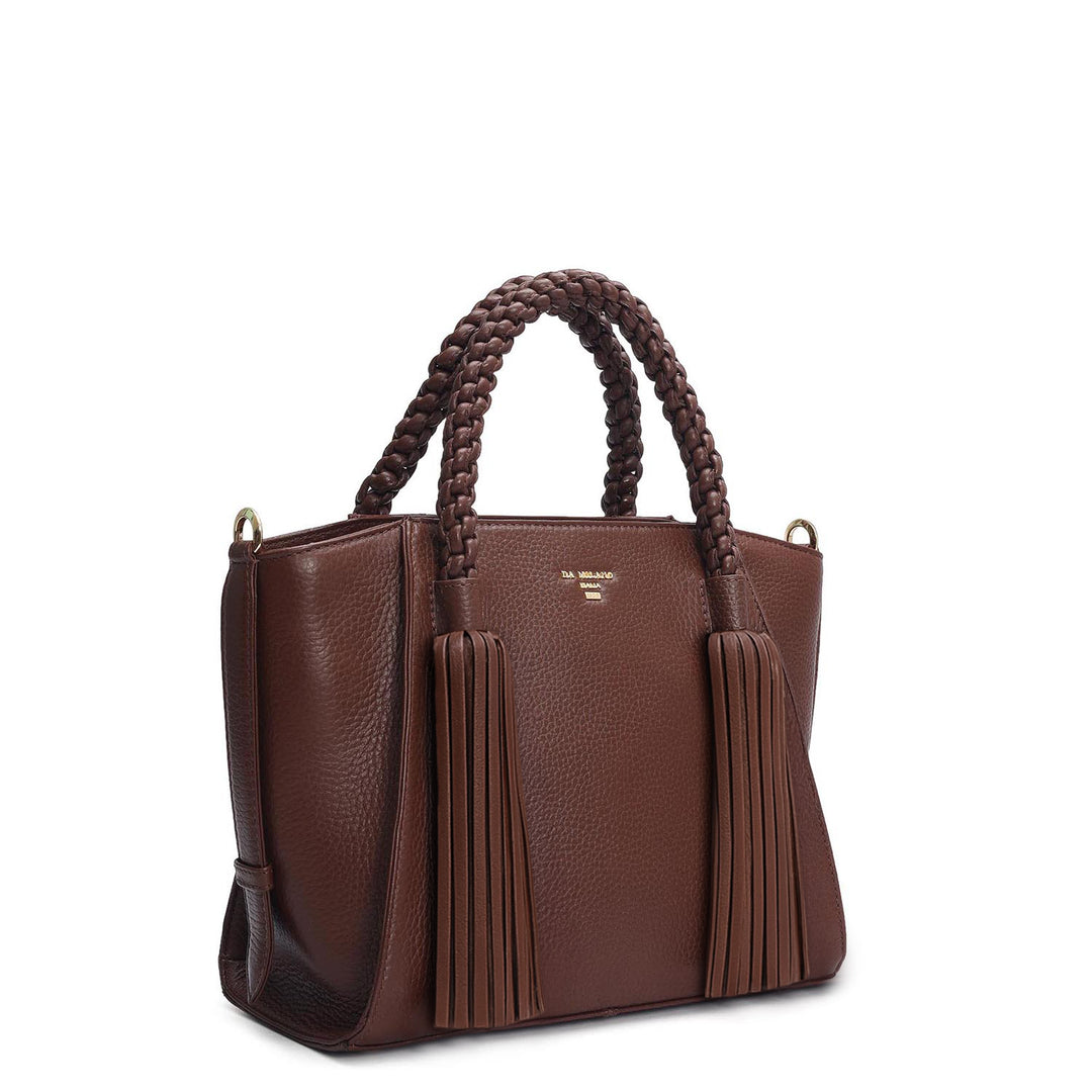 Small Wax Leather Satchel - Espresso