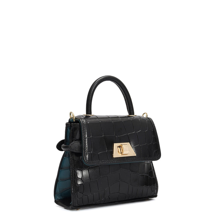 Micro Croco Leather Sling - Black