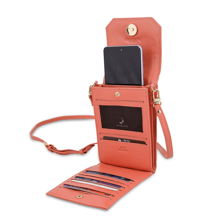Saffiano Leather Crossbody - Salmon