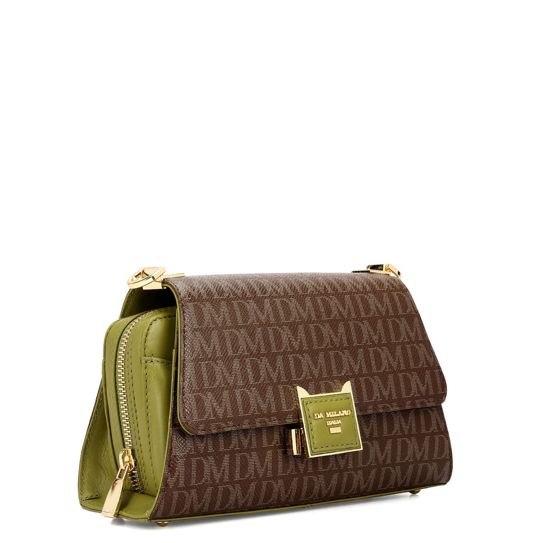 Small Monogram Plain Leather Sling - Walnut & Lime