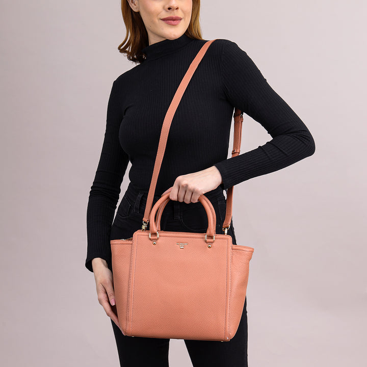 Medium Wax Leather Satchel - Terracotta