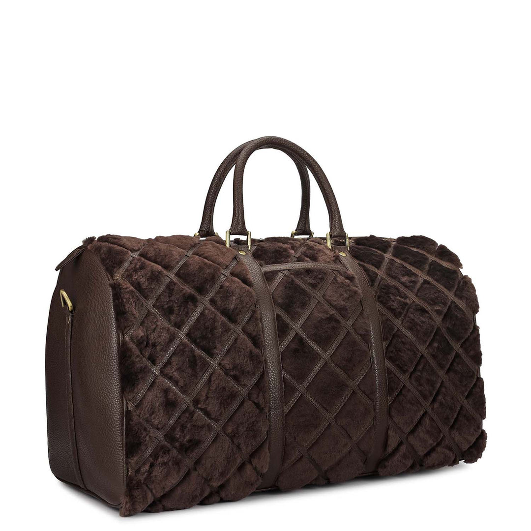 Fur Wax Leather Luggage - Brown