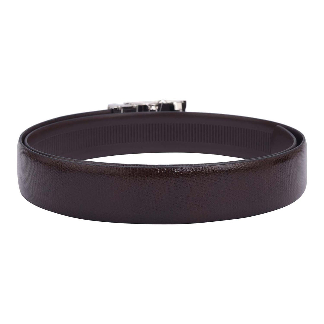 Formal Embossed Leather Mens Belt-Brown