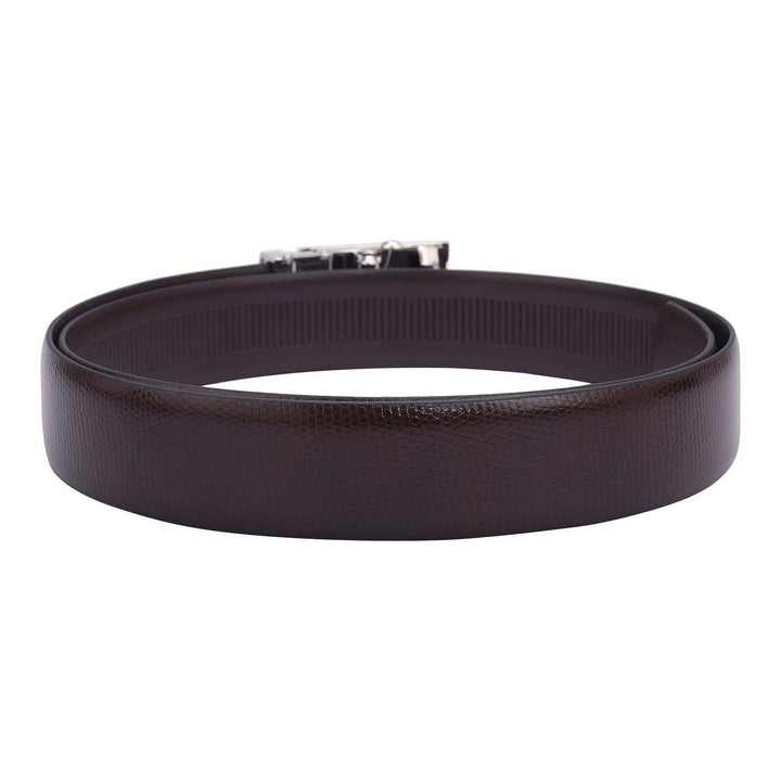 Formal Embossed Leather Mens Belt-Brown
