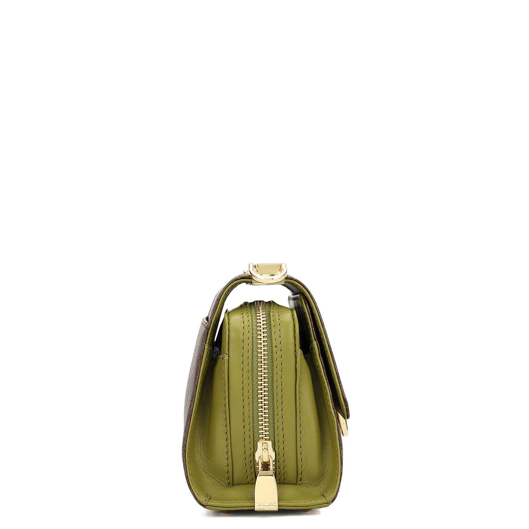 Small Monogram Plain Leather Sling - Walnut & Lime