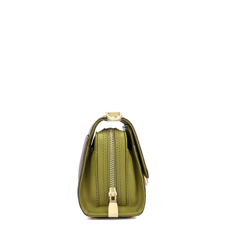 Small Monogram Plain Leather Sling - Walnut & Lime