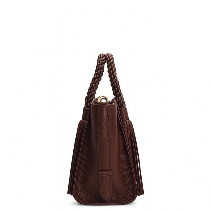 Small Wax Leather Satchel - Espresso