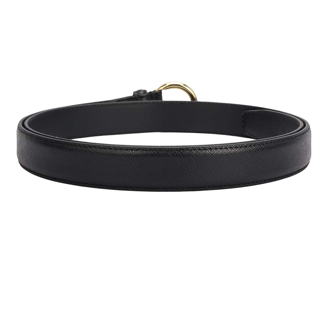 Formal Saffiano Leather Ladies Belt - Black