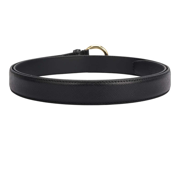 Formal Saffiano Leather Ladies Belt - Black