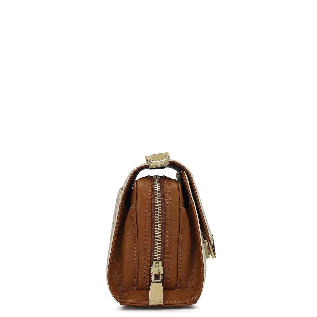 Small Monogram Plain Leather Sling - Marshmallow