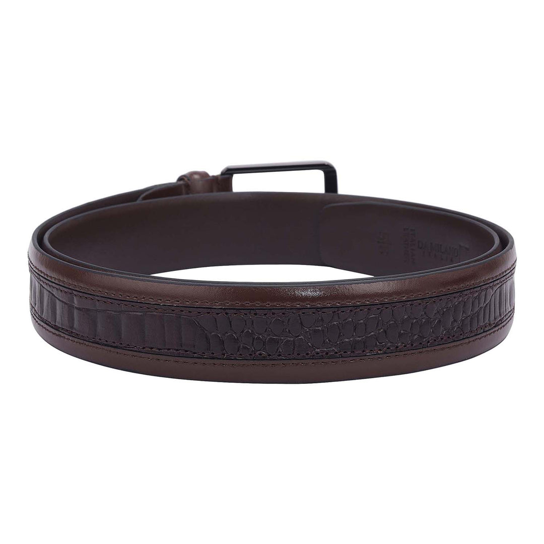 Casuals Croco Plain Leather Mens Belt-Brown