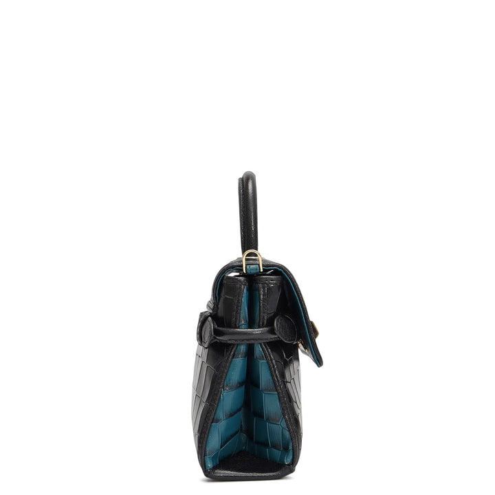 Micro Croco Leather Sling - Black