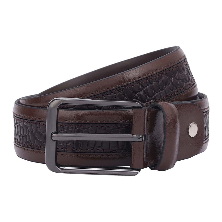 Casuals Croco Plain Leather Mens Belt-Brown