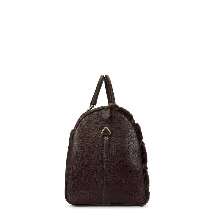 Fur Wax Leather Luggage - Brown