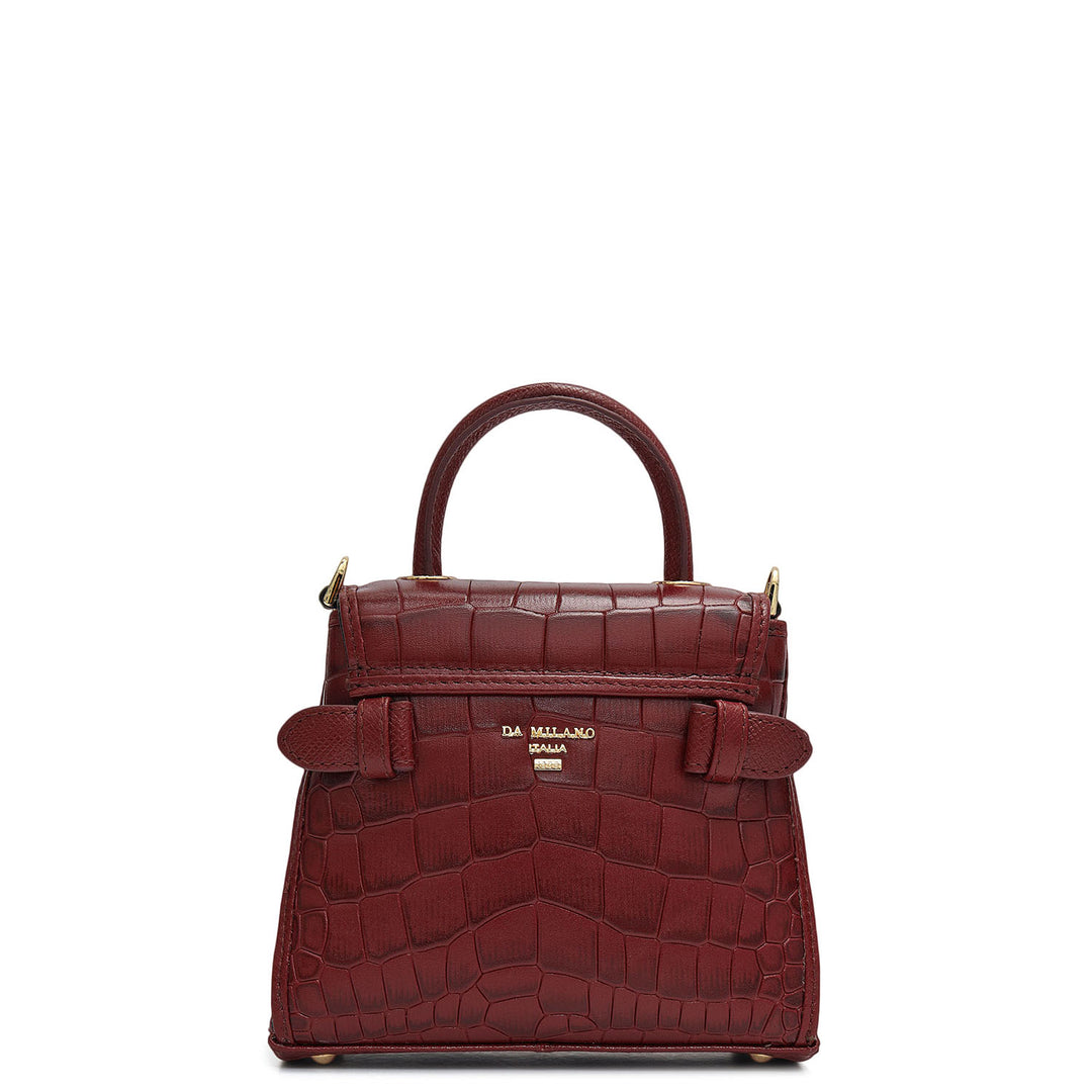 Micro Croco Leather Sling - Cherry